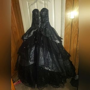 Black and silver ball gown